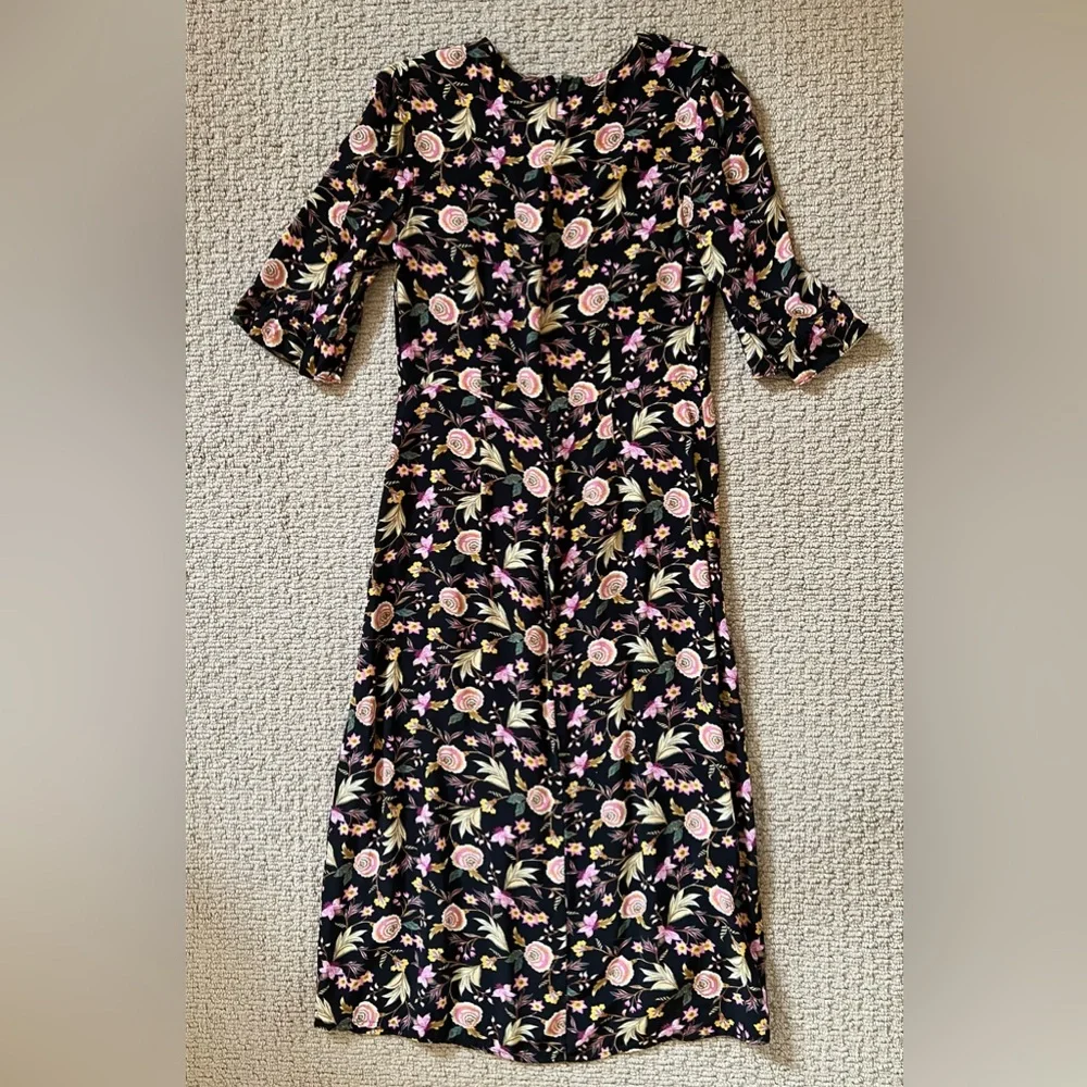 LOFT Black Floral Dress - Size 4 - Picture 3 of 7